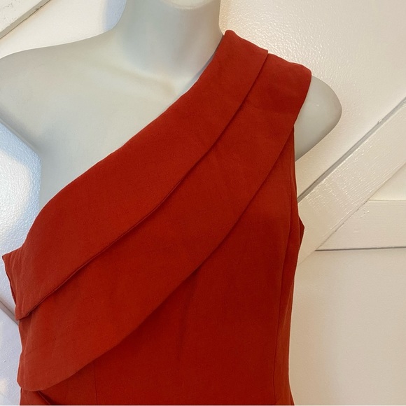 C/Meo Collective Fragment One Shoulder Fit & Flare Sleeveless Gown Red Sz S - Picture 3 of 9